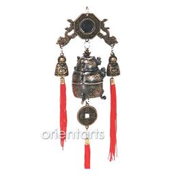 2 Dragons with Bagua Mirror Feng Shui Fortune Bells