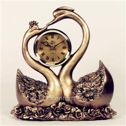 2 Swans Statue Resin Tabletop Clock