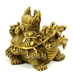 Brass Dragon Tortoise with Chinese Emperor