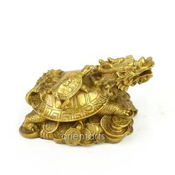 Brass Fortune Dragon Tortoise with Child