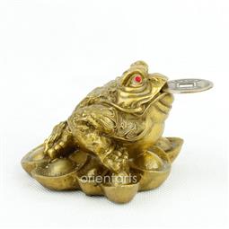 Brass Money Frog on Gold Ingot