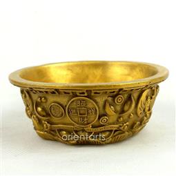 Chinese Brass Bowl with Bats