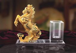 Golden Horse Pen Holder for Successful Feng Shui