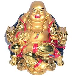Golden Laughing Buddha on Dragon Chair