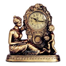 Lady & Boy Statue Desktop Clock