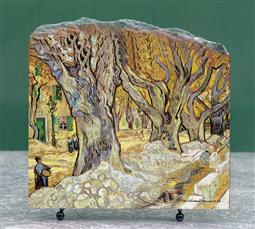 The Large Plane Trees by Vincent Van Gogh Oil Painting Reproduction on Marble Slab