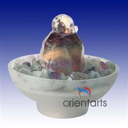 Whirly Ball on Fluorite Rock With White Bowl Fountain