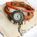 Adjustable Beaded Hummingbird Bracelet Leather Watch