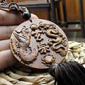 Dragon and Phoenix Wooden Carving Mystic Knot