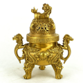 Exquisite Nine Dragon Brass Incense Burner with Pi Yao