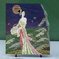 Lady in Moon Light Chinese Painting Reproduction on Marble Slab