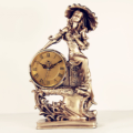 Lady with Umbrella Statue Resin Tabletop Clock