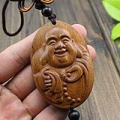 Laughing Buddha Head Rosewood Sculpture Mystic Knot
