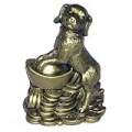 Lucky Dog on Golden Ingot and Ching Coins for Wealth