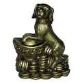 Lucky Dog with Coins and Ingot for Wealth Feng Shui