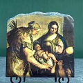 The Holy Family with Saint Barbara and young Saint John by Paolo Veronese Oil Painting Replica on Slate