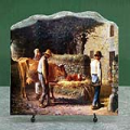 Peasants Bringing Home a Calf Born in the Fields by Jean Francois Millet Oil Painting Reproduction on Marble Slab