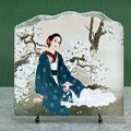 Plum Flower and Lady Chinese Painting Reproduction on Marble Slab