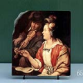 The Music Lesson by Frans van Mieris Oil Painting Reproduction on Marble Slab