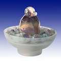 Whirly Ball on Fluorite Rock With White Bowl Fountain