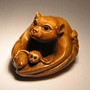 Wooden Netsuke Bat