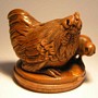 Boxwood Netsuke Cock & Hen