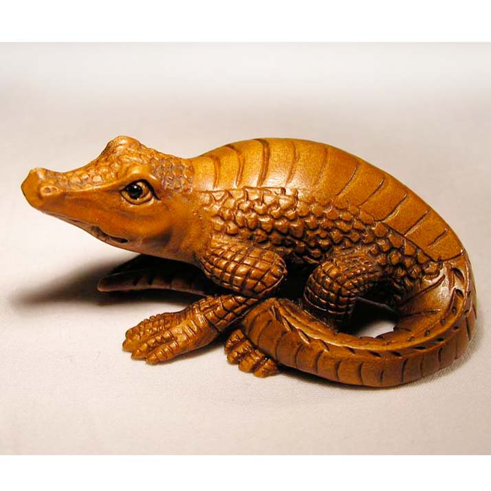 Wooden Nestsuke Crocodile