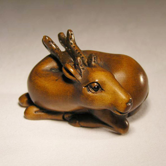 Wooden Netsuke Deer