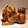 Wooden Netsuke Fu Dog