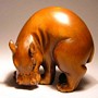 Hippo & Rhino Wooden Netsuke