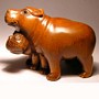 Hippo & Rhino Wooden Netsuke