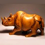 Hippo & Rhino Wooden Netsuke