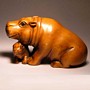 Hippo & Rhino Wooden Netsuke