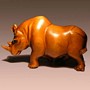 Hippo & Rhino Wooden Netsuke