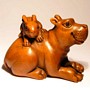 Hippo & Rhino Wooden Netsuke