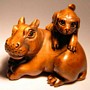 Hippo & Rhino Wooden Netsuke