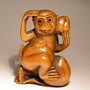 Wooden Netsuke--Monkey