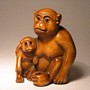 Wooden Netsuke--Monkey