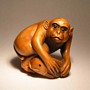 Wooden Netsuke--Monkey