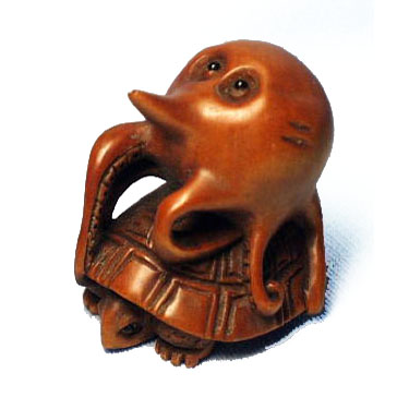 Wooden Netsuke--Octopus