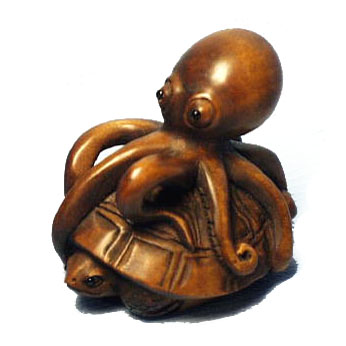 Wooden Netsuke--Octopus