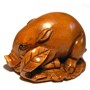 Wooden Netsuke--Pig & Boar