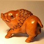 Wooden Netsuke--Pig & Boar