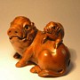 Wooden Netsuke--Pig & Boar