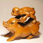 Wooden Netsuke--Pig & Boar