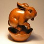 Rabbit Wooden Netsuke