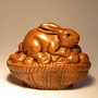 Rabbit Wooden Netsuke