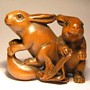 Rabbit Wooden Netsuke