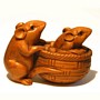 Rat & Mouse Wooden Netsuke