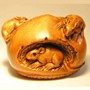 Rat & Mouse Wooden Netsuke